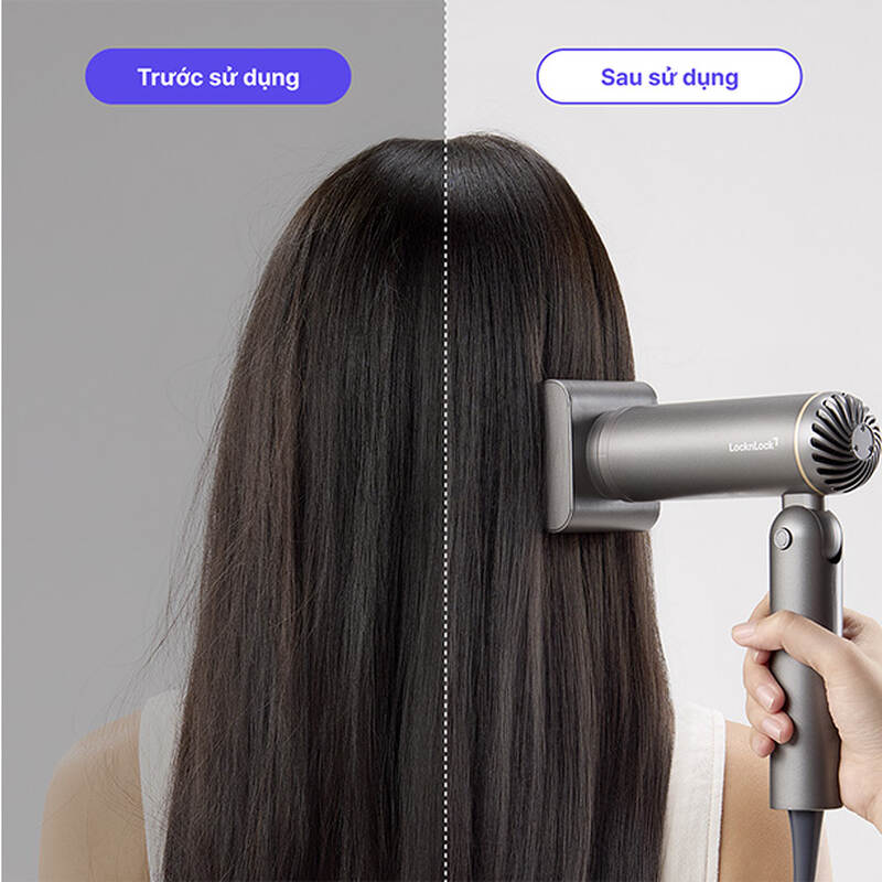 LocknLock Foldable Hair Styling Dryer ENA626GRY – Gray, 1300W, Negative Ion Technology, , large image number null